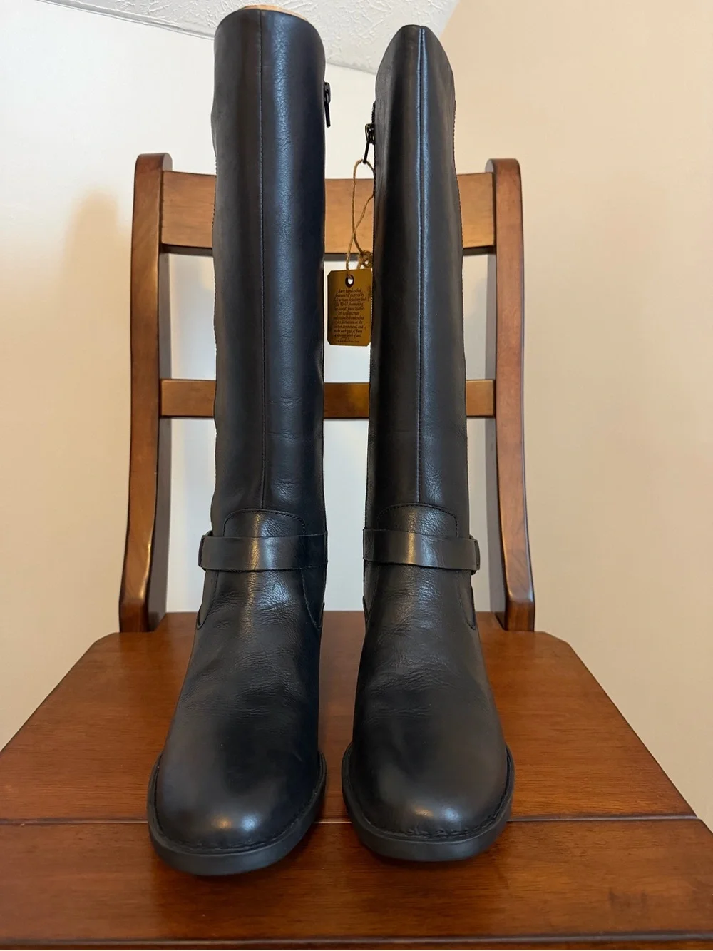 Born Saddler Black Knee-High Buckle Riding Boots